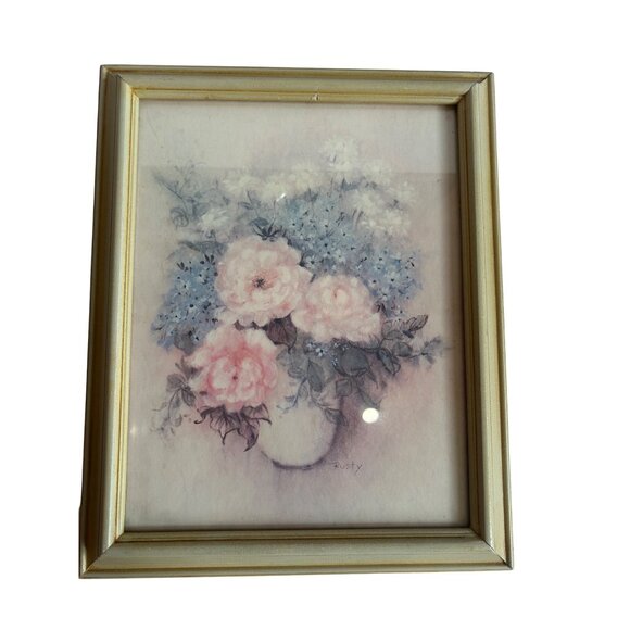 Vintage Floral Watercolor Print By Rusty - Picture 2 of 6